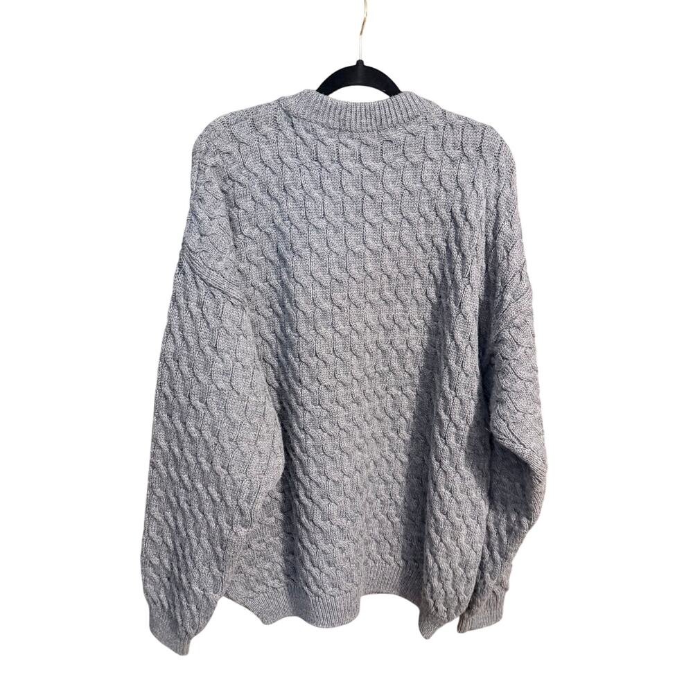 Vintage Paul James gray 100% wool men’s sweater XL England cable knit grandpa - Picture 2 of 8